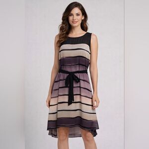 Lane Bryant Black and Purple Striped Midi TANK Dress
